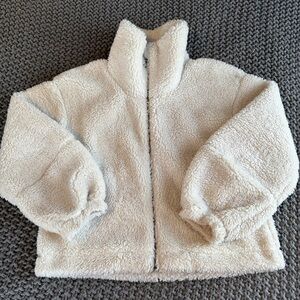 Lululemon Cinchable White Opal Fleece Teddy Zip Up Jacket Women Size 4 Warm Soft